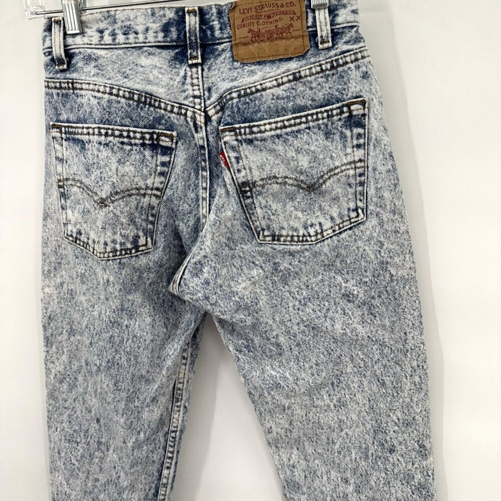 LEVIS 501 jeans acid wash blue 25W 31L US 2 4 vintage 80s 90s high rise straight - Picture 10 of 14